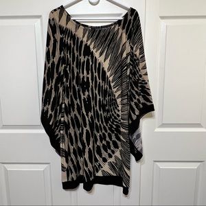 Bisou Bisou Sheath Dress Bell Sleeve Black/Brown